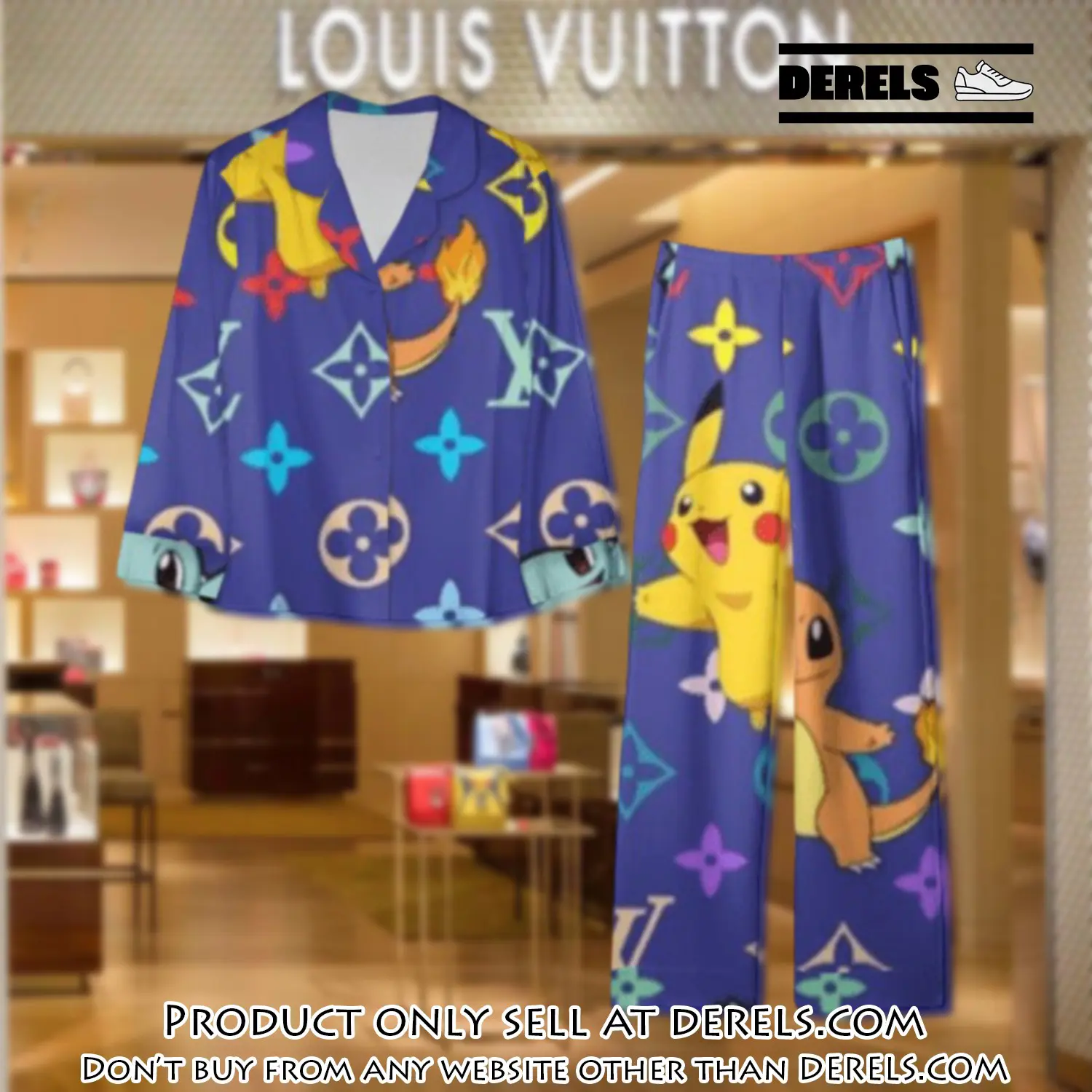 Trending luxury lv satin pajama set pjs1095 dr3426519